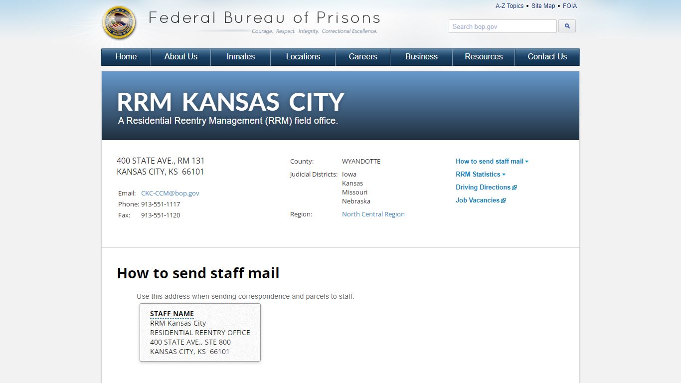 RRM Kansas City - Federal Bureau of Prisons